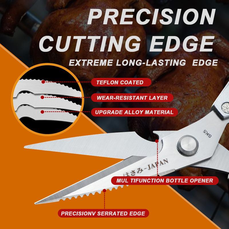 Kitchen Scissors All Purpose - Stainless Steel Kitchen Shears, Sharp Silver Meat Scissors, Dishwasher Safe, Heavy Duty Poultry Shears, Japanese Cooking Scissors for Food, Chicken Bones, and Turkey – Perfect Father's Day  Gift!