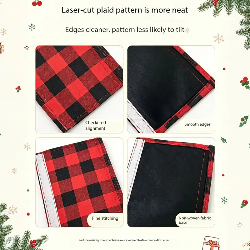 2/4/6PCS Plush Christmas Refrigerator Door Handle Covers - Red and Black Plaid Wraps with Santa, Snowman, Reindeer Character Accents, Wrap-Around Fit for Appliance Handles, Multiple Sets Option, for Door, Oven & Refrigerator Handles