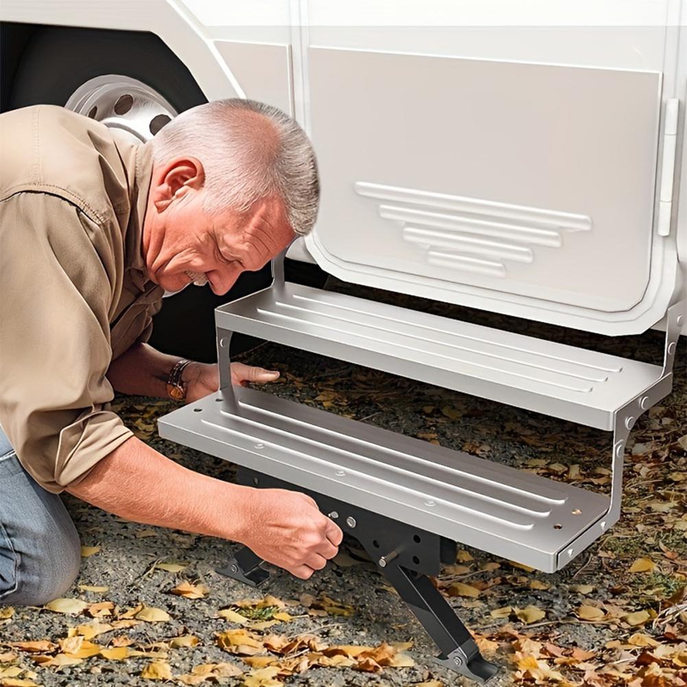 RV Folding Step Board Bracket Adjustable RV Folding Foot Stabilizer Height Ranges From 2.8in To 11.3in Foldable Ground Support Jacks for RV Travel Trailers Motorhomes RV Folding Step Board Bracket Adjustable RV Folding Foot Stabilizer Height Ranges From 2.8in To 11.3in Foldable Ground Support Jacks for RV Travel Trailers Motorhomes