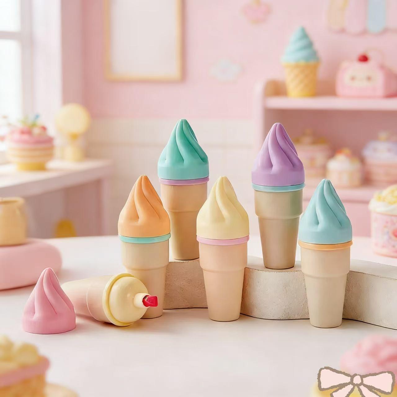 6pcs Portable Mini Sweet Cone Shape Fluorescent Marker Pens, Ideal for Notes & Highlighting, Compact Design for Easy Carrying