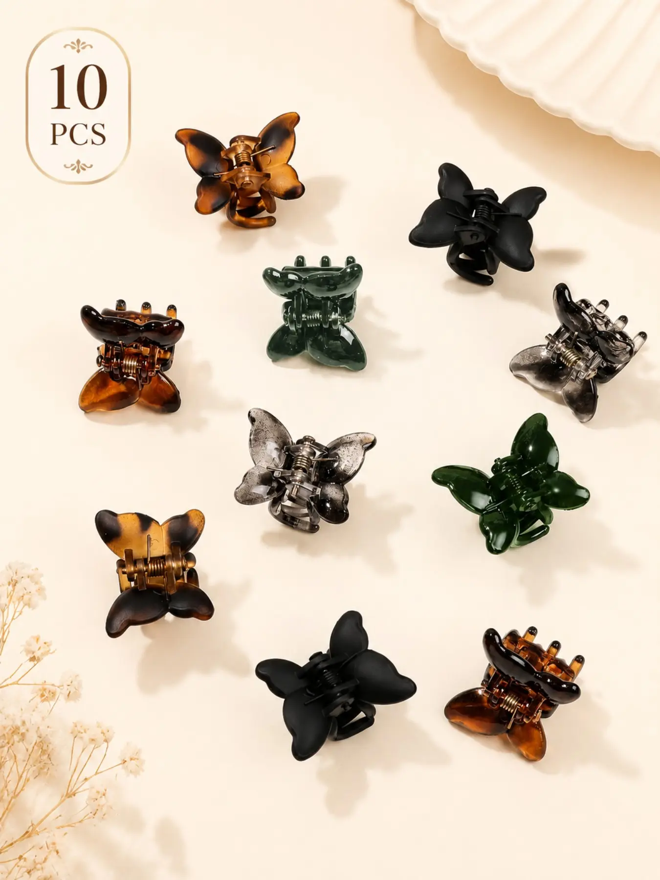 10pcs Mini Butterfly Decorative Hair Clips, Amber Non-Slip Bangs Clips for Women, Girls & Teens, Cute Everyday Hair Accessories