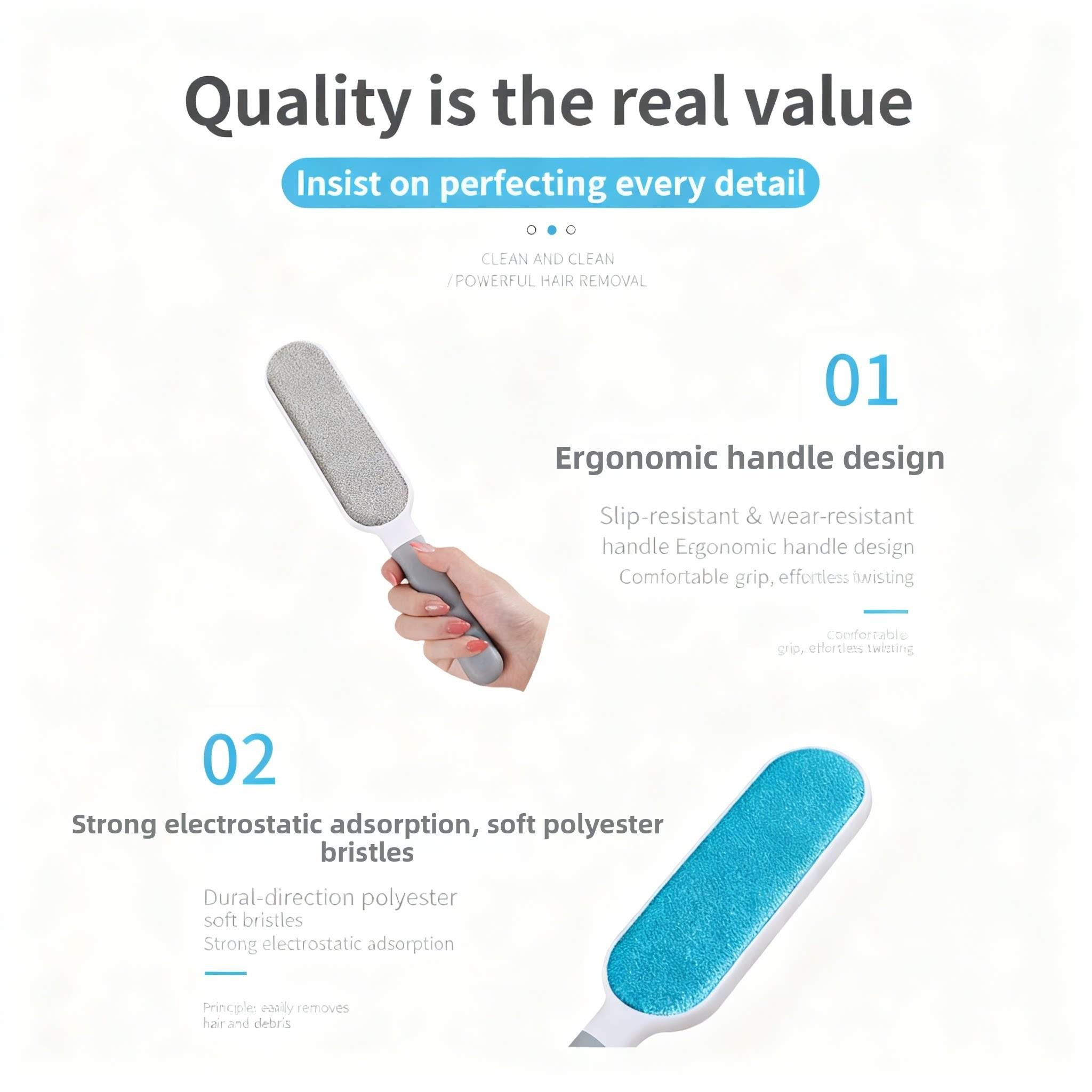 Reusable Lint Remover, 1 Count Double Sided Pet Hair Remover, Manual Static Dust Brush, Durable Pet Hair Removal Tool for Clothes, Sofa, Furniture, Bedding, Carpet