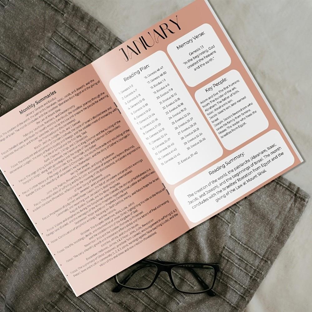 Bible Reading Plan Yearly Bible Study Guide, Daily Spiritual Growth Tracker, Group Learning Resource, Complete One-Year Scripture Companion
