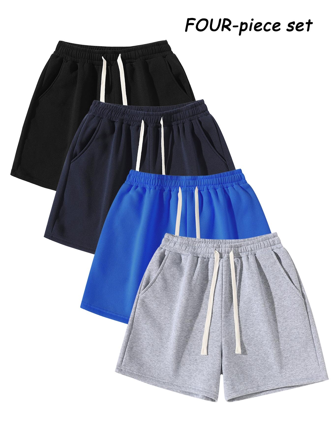 Men's Plain Drawstring Waist Shorts, Basic Sporty Running Shorts for Daily Wear and Exercise, Fitted Style Summer Sports Shorts in Medium-Weight Fabric, Casual Athletic Shorts Men's Plain Drawstring Waist Shorts, Basic Sporty Running Shorts for Daily Wear and Exercise, Fitted Style Summer Sports Shorts in Medium-Weight Fabric, Casual Athletic Shorts