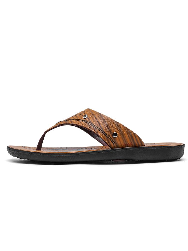 Men's Flip Flops, PVC Non-Slip Wear-Resistant Outsole + Breathable Upper, Summer Outdoor Casual Slippers