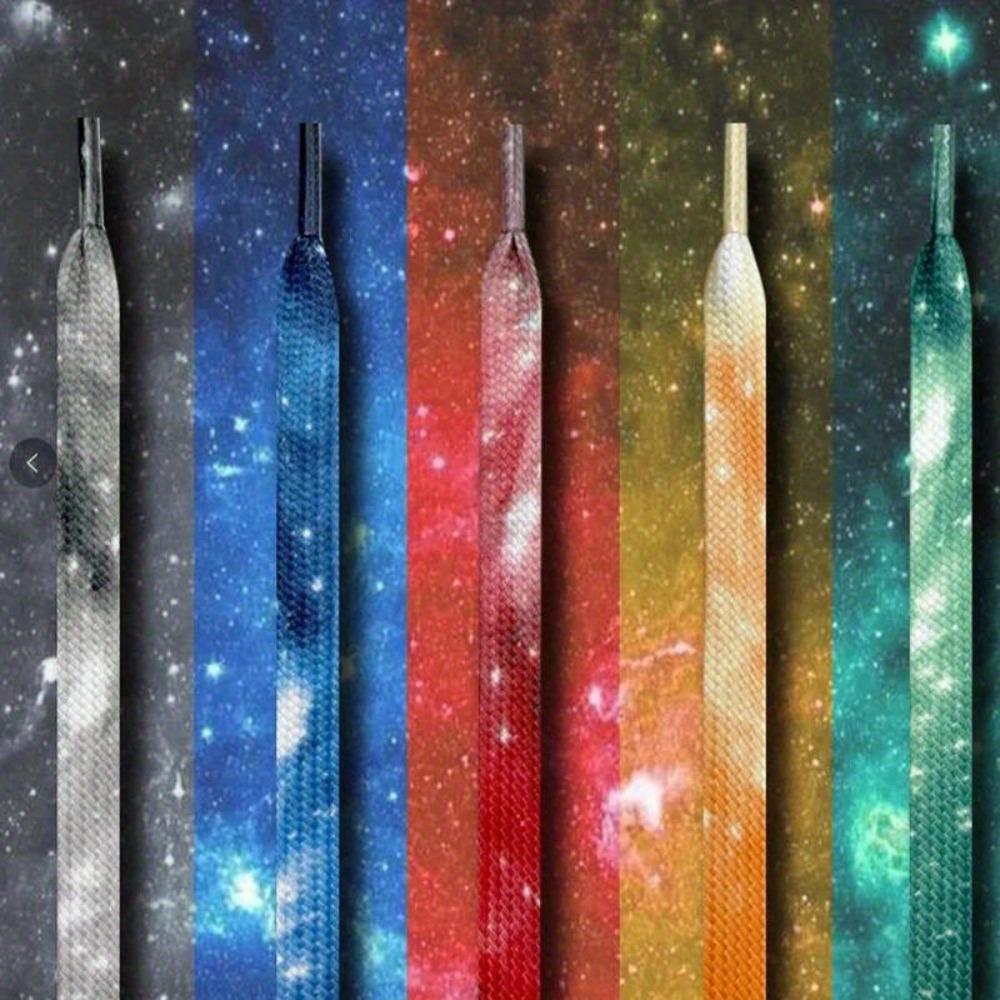 1 Pair of Shoelaces: Galaxy Starry Sky Flat Shoelaces with Unique Tie-Dye Print for Sneakers; Unisex Starry Sky and Galaxy-Themed Sneakers—A Must-Have Accessory for Effortlessly Stylish Footwear