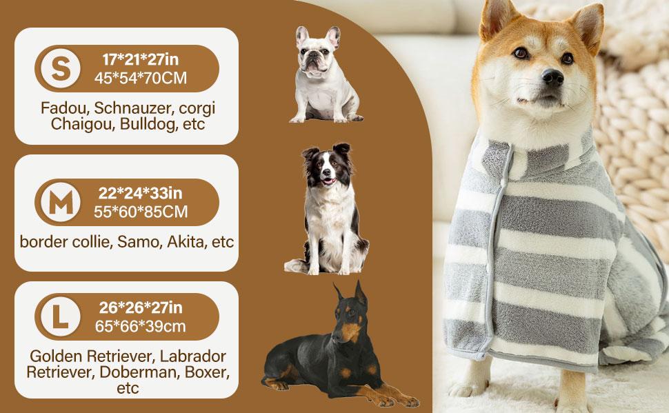 pet bath accessory Two-color dog bathrobe towels in sizes S, M, and L, super absorbent pet bathrobes suitable for small, medium, and large dogs, quick-drying, adjustable design, perfect for pet dogs.
