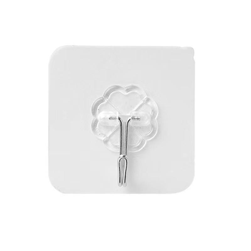 1 Pack Punch-Free Self Adhesive Hooks, Transparent Strong Sticky Hooks, Wall Hooks for Kitchen Bathroom Coat Hanging
