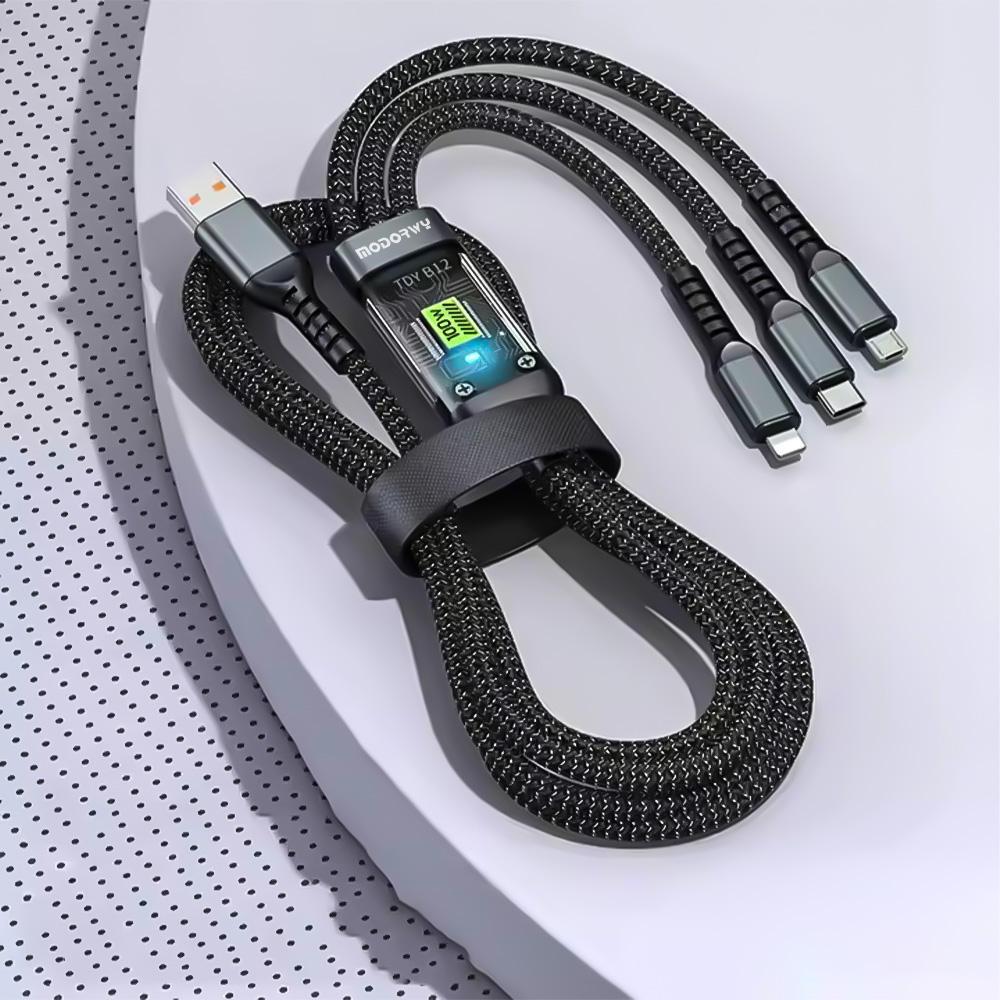 3-in-1 100W Phone Charging Cable, USB to Type-C Fast Charger Cable, Mobile Phone Charger Cable for iPhone 15 14 Samsung Xiaomi Huawei