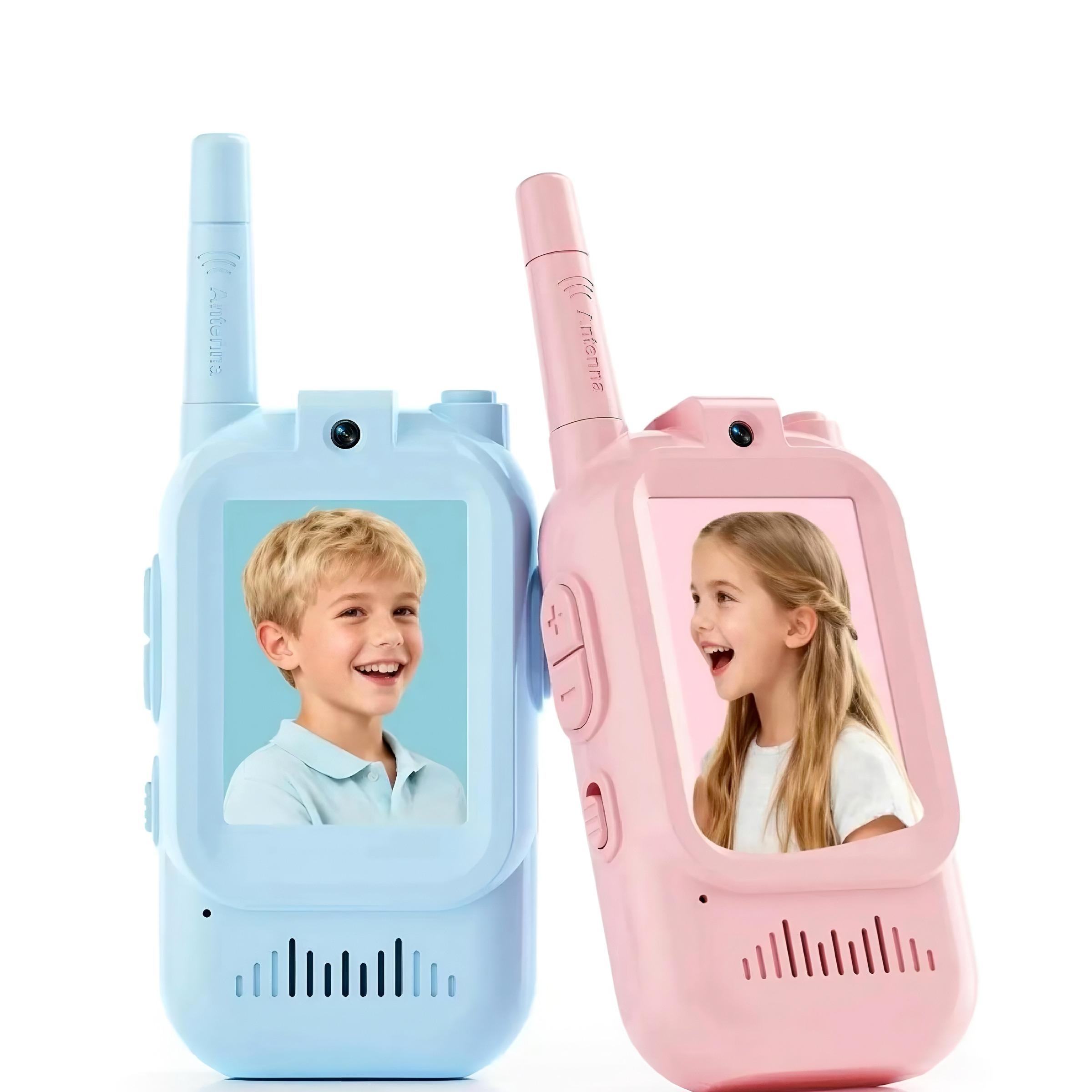 Children's walkie talkie with video, a pair of walkie talkies, rechargeable children's toy with high-definition camera and voice changer, suitable for outdoor, camping, student, gaming and indoor entertainment, Children's Day gift, Christmas gift