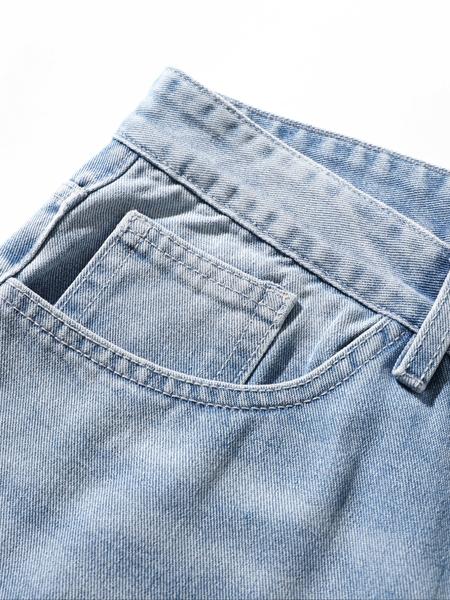 Men's Solid Color Denim Jeans, Loose Casual Comfy Wide Leg Trousers for Daily Wear, Woven Bottoms for All Seasons, Jean Pants Bottoms