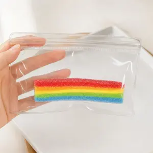 Rainbow Sour Sugar Squishy Stress Relief Toy High Glossy Soft Candy Squeeze Rainbow Strip Sensory Fidget Gifts for Kids Adults