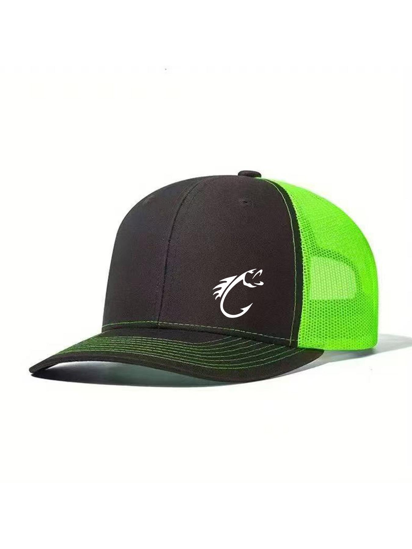 Neutral Fish Hook Pattern Printed Baseball Cap, Outdoor Fishing Cap, Adjustable Mesh Design, Casual Style Suitable for Outdoor Activities, Snapback Trucker Hats