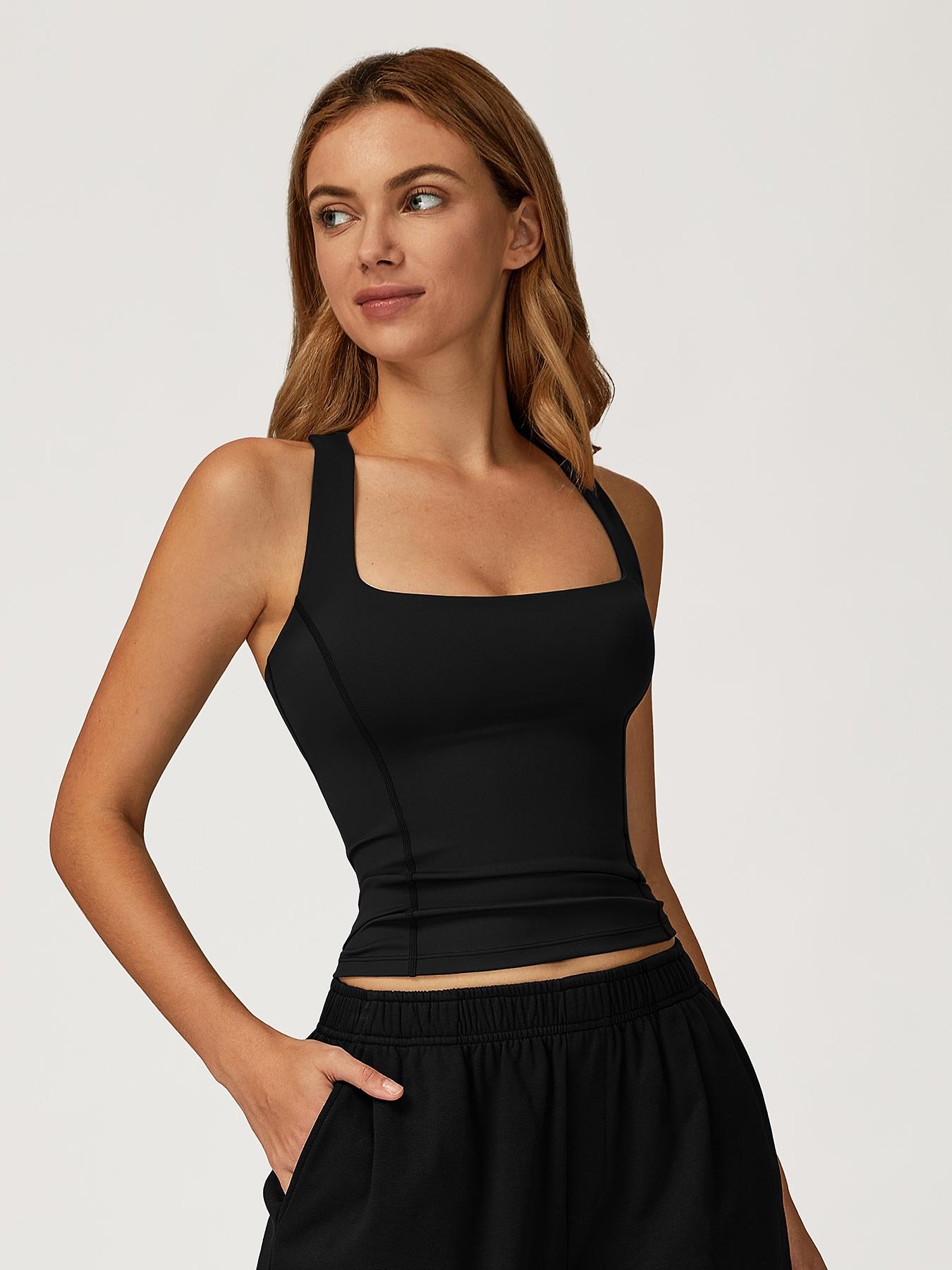 Women's Seamless Yoga Vest, Cross Back Design, Tight-Fitting Sports Tank Top, Sporty Cami Top for Outdoor Running & Fitness Workout Wear