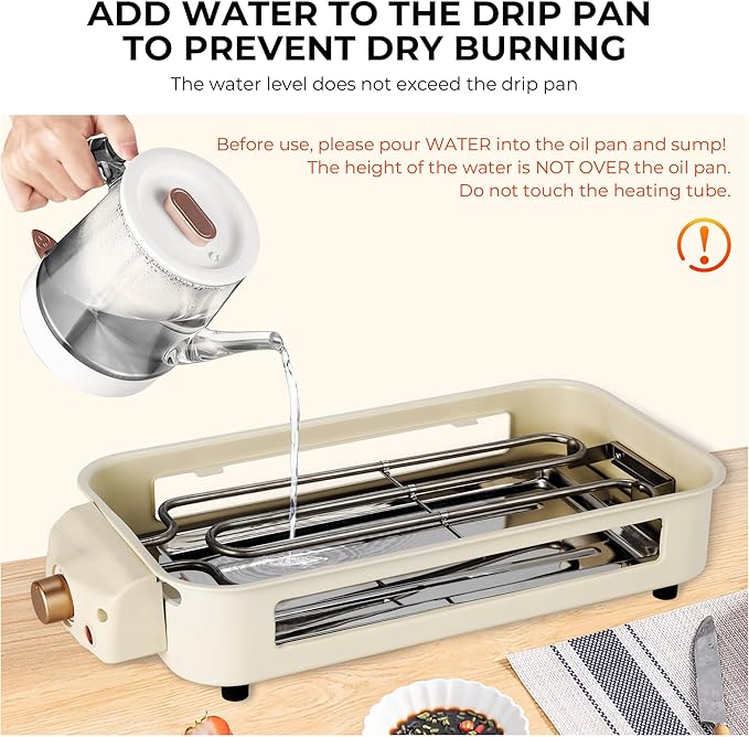 Indoor Smokeless Grill, Non-Stick Cooking Removable Plate, 1500W, Dishwasher Safe, Suitable for Grilling, Roasting & Frying