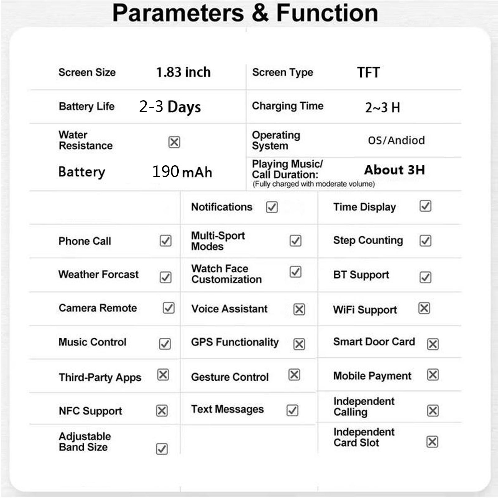 Multifunctional Smart Watch with Replacement Watch Band, Fashion Digital Watch with Phone Call & Music Control, Sports Watch for Women & Men