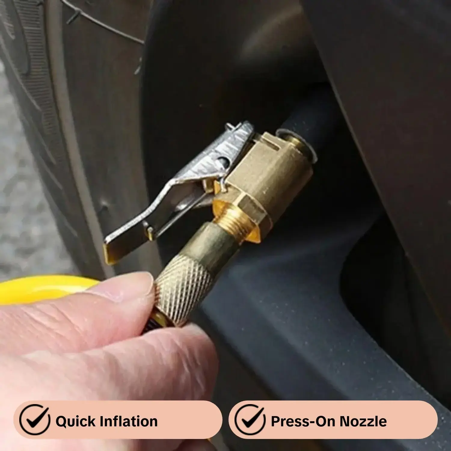 Automotive Inflatable Pump Connector: Car Tire Inflator, Tire Inflation Tool, Tire Air Pump - Quickly Fill Your Tires with a Press-on Nozzle!