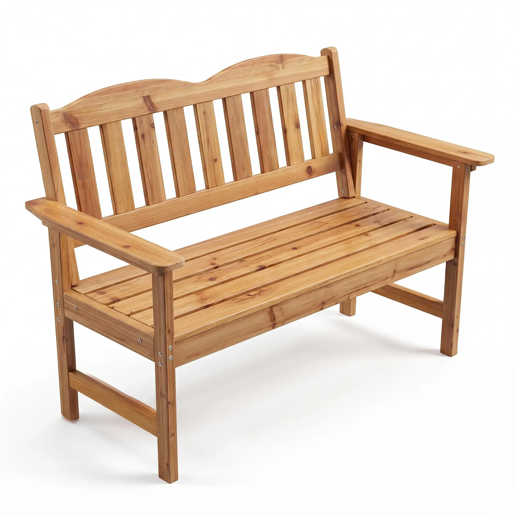 GARVEE 47" All-Weather Wooden Outdoor Bench, 2-Person with 800 Lbs Capacity & Comfortable Backrest for Porch, Garden-Natural