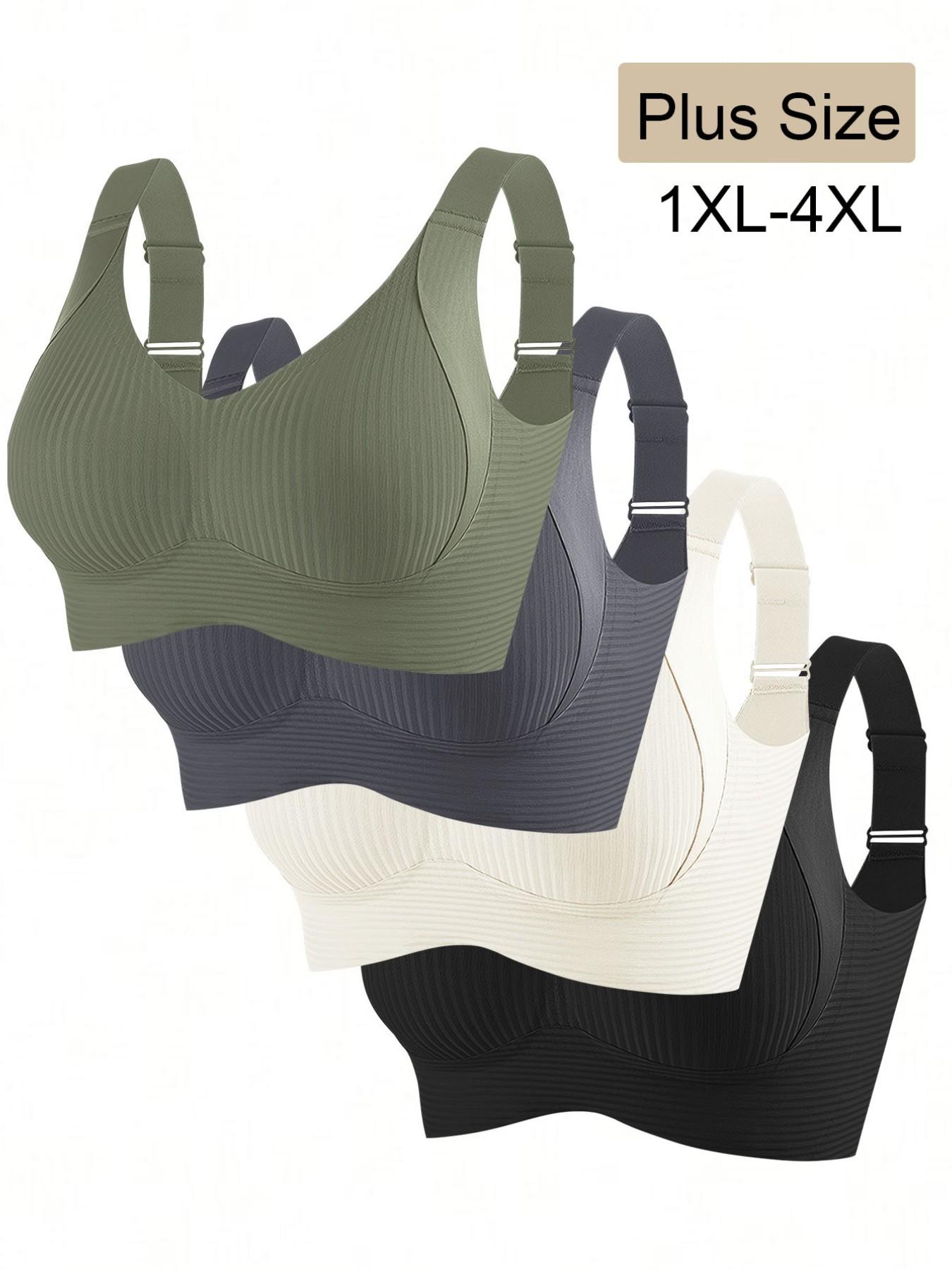 Women's 4-Pack Plus Size Seamless Backless Bras, No Underwire Wide Shoulder Straps, Sizes 1xl-4xl, Daily Wear, Maximum Comfort and Support