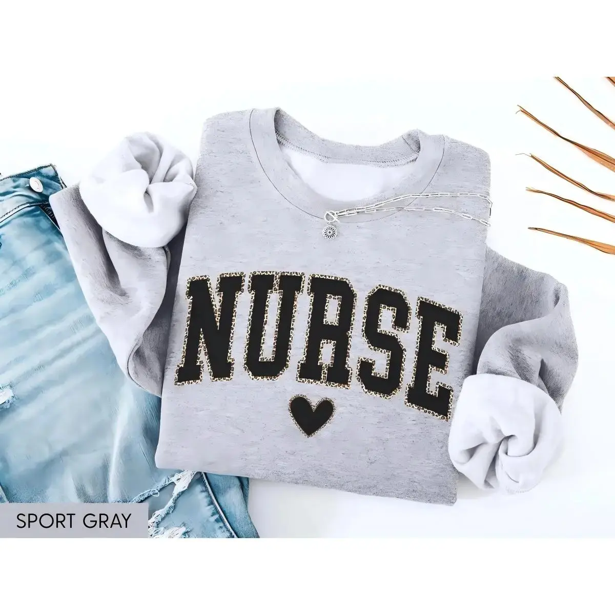 Women's Fitted  Leopard Print Nurse Sweatshirt - Everyday Casual Tops, RN Graduation Gift, Nurse Appreciation Gift, sohochic