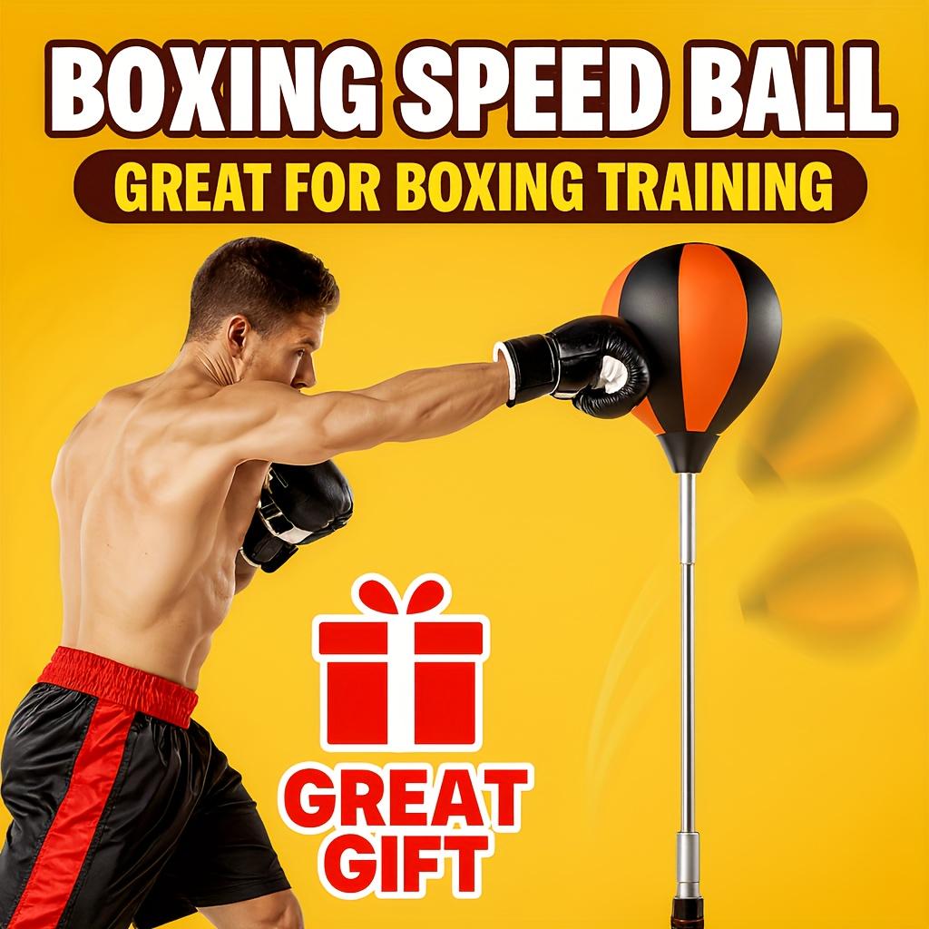Adjustable punching reflex ball with suction cup base – Height-adjustable punching bag trainer, suitable for home gyms and fitness centers | Durable steel spring with fast rebound, ideal for hand-eye coordination and reaction training.