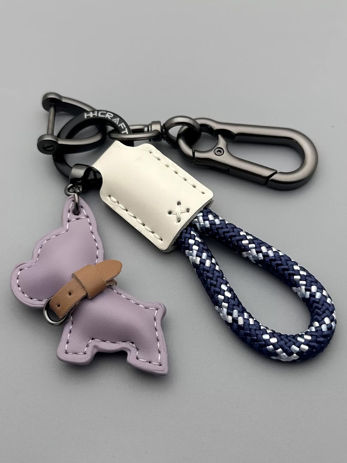PU Leather Bulldog Keychain, Cute Plain Style Bag Charm, Fashionable Gift for All Seasons, Unisex Accessory for Men and Women