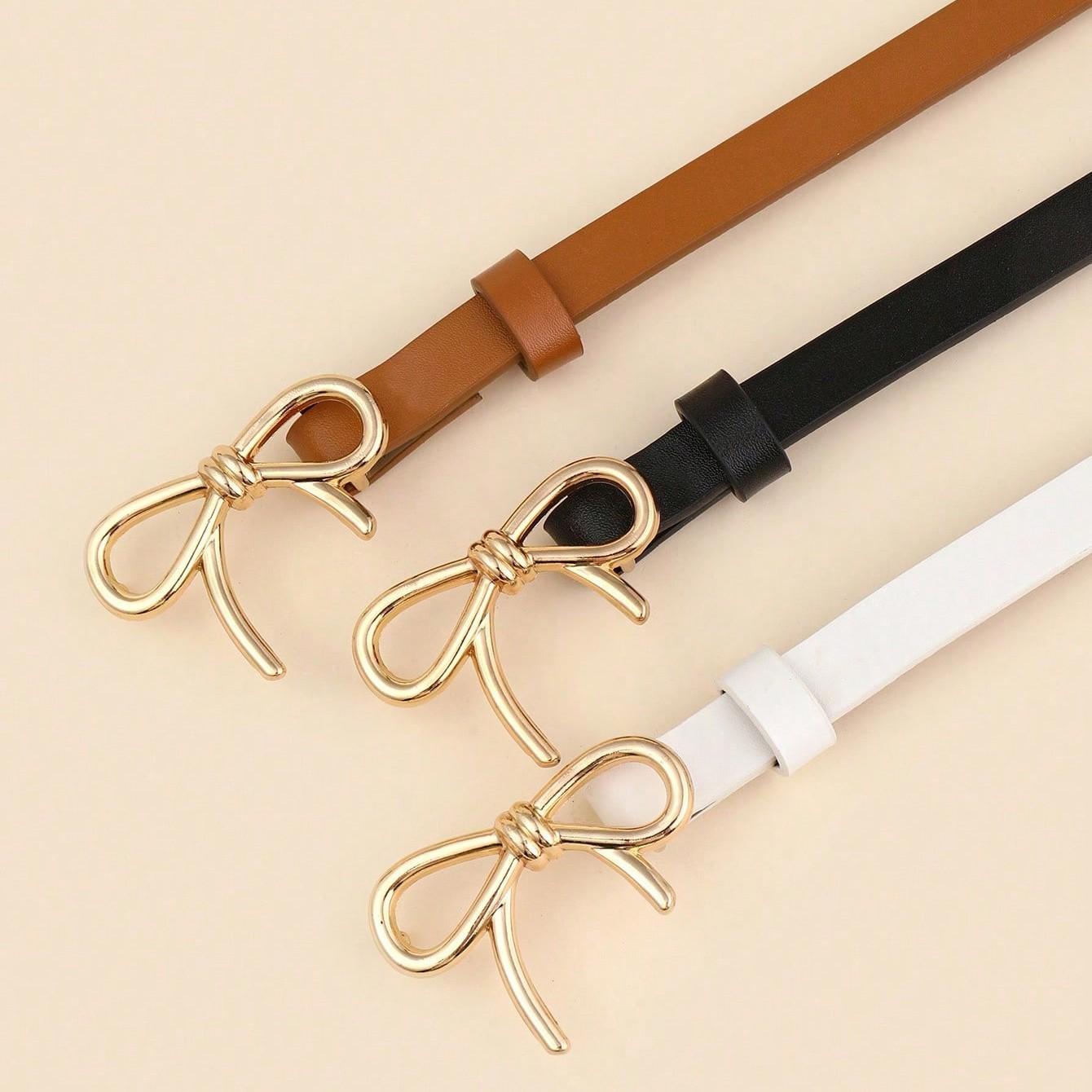 Elegant Bowknot Casual Bohemian Vintage PU Leather Belt Set, 6/3 Pieces, Perfect for Summer, School, Fall Occasions