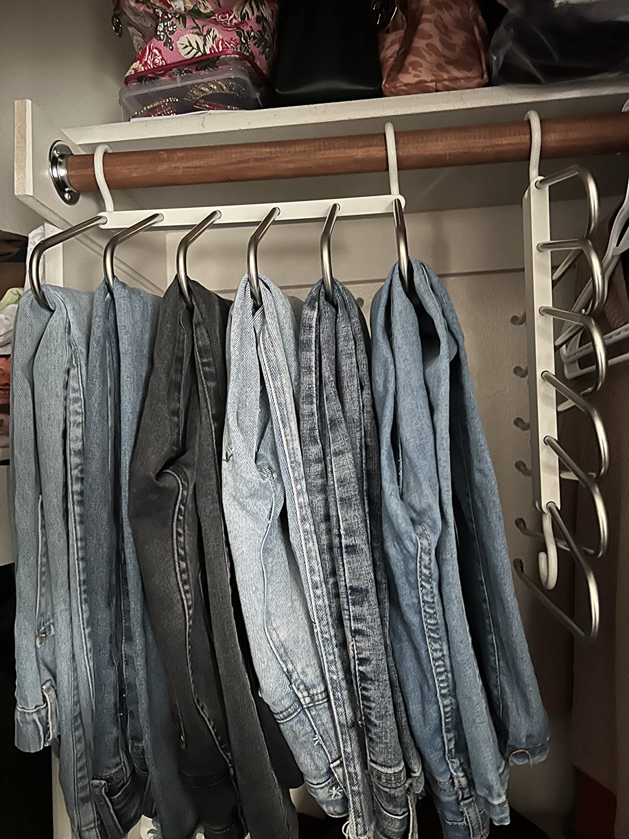 Magic Trouser Rack, Stainless Steel 6 Tier Pants Hangers for Hanging Pants, Jeans, Scarf, Trouser,Non-Slip Foldable Adjustable Hangers