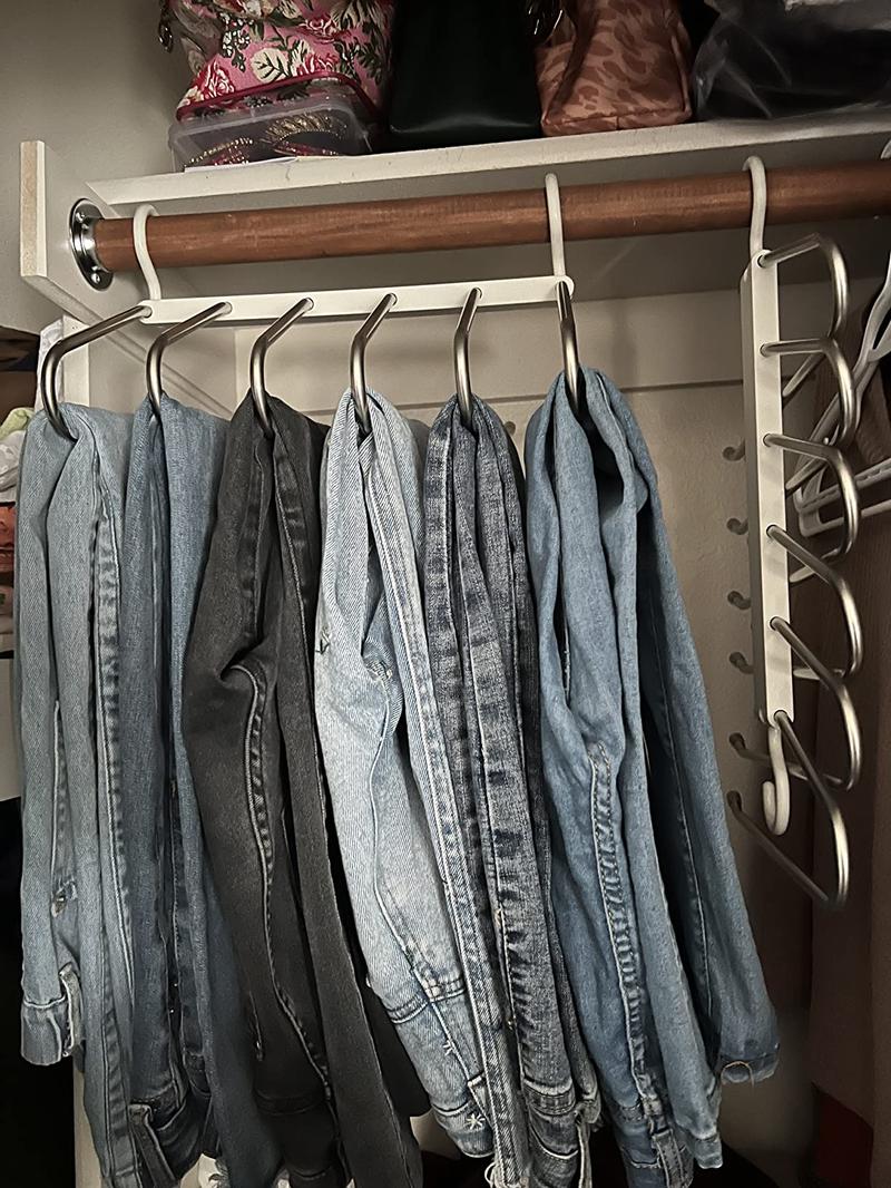 Magic Trouser Rack, Stainless Steel 6 Tier Pants Hangers for Hanging Pants, Jeans, Scarf, Trouser,Non-Slip Foldable Adjustable Hangers