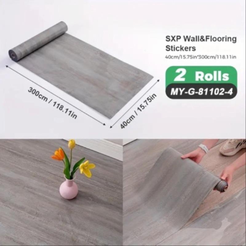 2 Rolls SXP Self-Adhesive Wall Floor Tiles, Peel and Stick 15.75"X118" Vinyl, Aluminum Foil Backing, Modern Wood Grain and Marble Pattern, 30 Colors Available, Home Decor, Easy to Apply Wall Film, Suitable for All Indoor Spaces