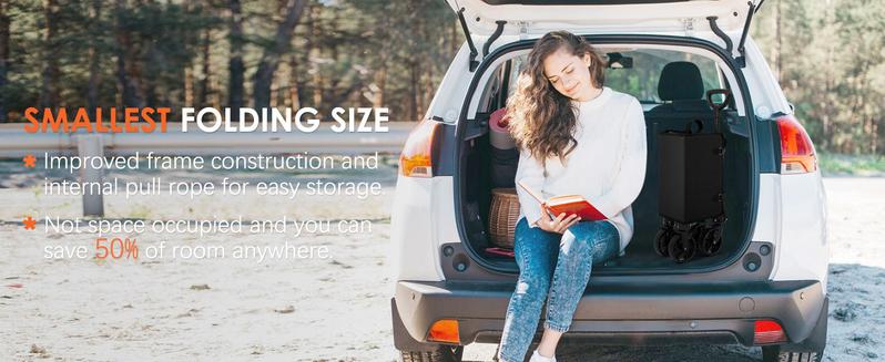 3 in 1 Collapsible Wagon Converts to Bench, 220lbs Foldable Wagon portable Cart ，120L Shopping Cart for Groceries Folding Utility Wagon for  Garden, Camping, Sport, Black Large Capacity camp gear Travel Outdoor Life Reusable Lightweight Compact Modern