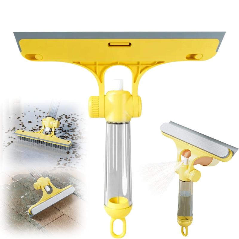 4 in 1 Window Cleaning Scraper, Window Squeegee with Sprayer, Household All-Purpose Shower Squeegee for Glass Doors, Tile Shower Walls, Home Mirror, Car Windows Cleaning Tool Cleaner