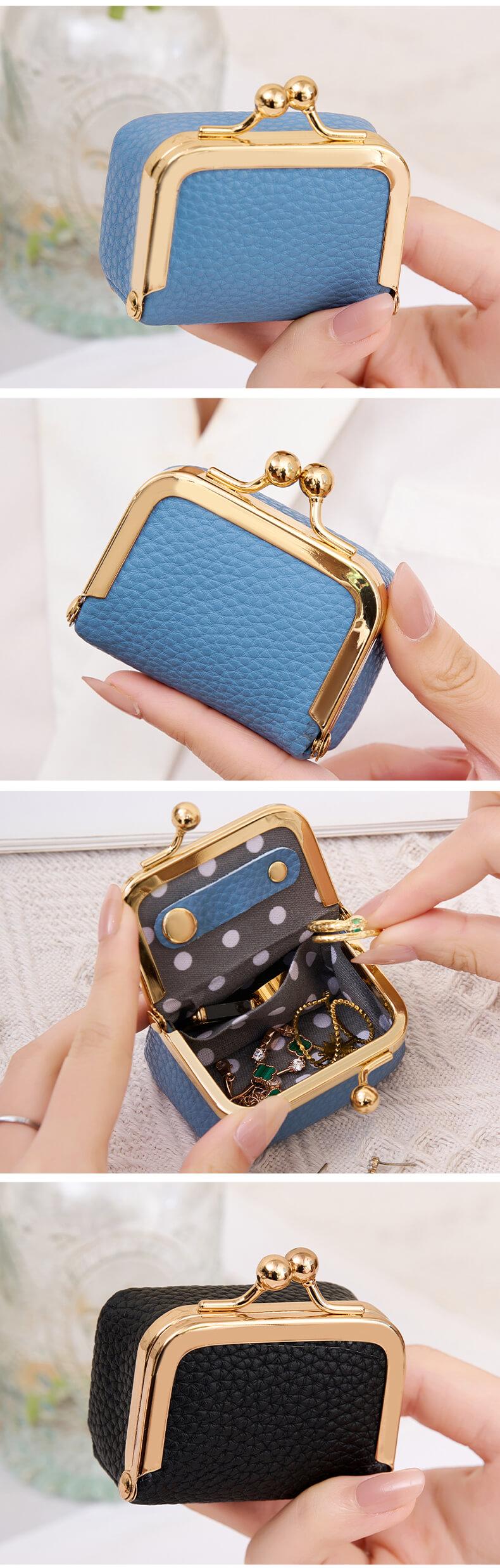 Mini Wallet with Kiss Lock Royal Bag Design, Vanity Purse, Portable Makeup Box for Jewelry and Small Items, Ideal Gift for Christmas and Valentine's Day