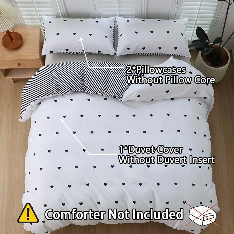 3pcs Heart Pattern Duvet Cover Set, Reversible Design, Includes 1 Duvet Cover & 2 Pillowcases, Durable Material, Perfect Gift for Dorm Rooms