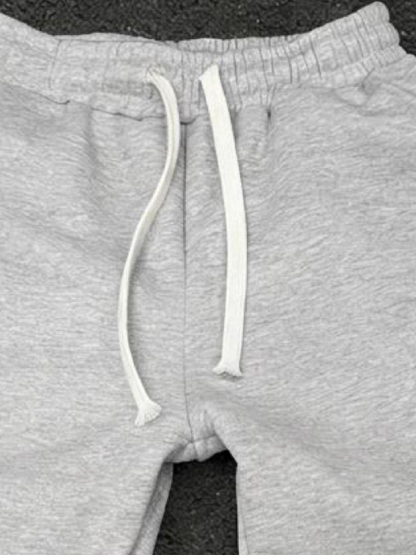 Men's Simple Embroidered Wide Leg Sweatpants, Loose Straight Drawstring Waist Sweatpants Sports Pants, Soft Casual Street Running Pants, Street Style Sweatpants, Fall Winter Wear