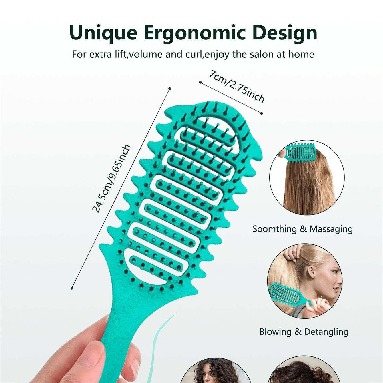 Vented Curl-Defining Brush, Curl Styling Brush, Curly Hair Detangler Brush for Curly, Wavy & Coily Hair, Airflow Comb for Fast Drying, Curl-Enhancing & Edge Lift, Detangling Brush for Wet & Dry Hair, Ideal for Travel, Home and Salon