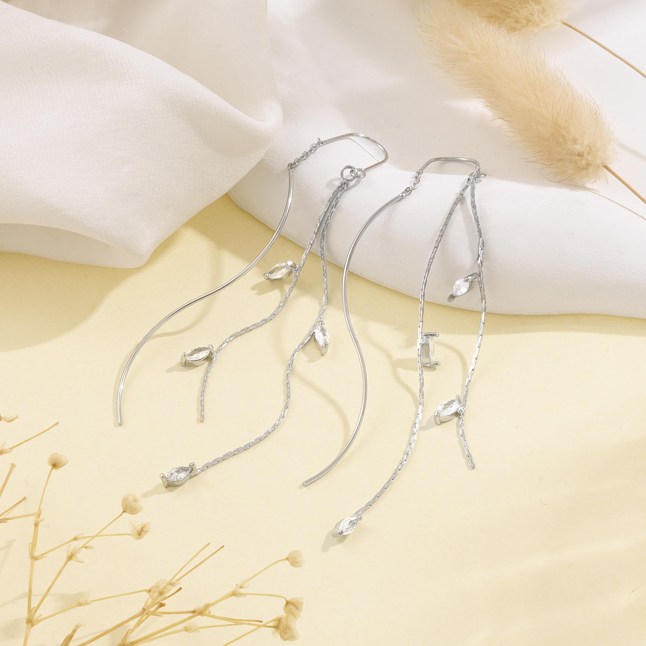 Dearmay Cross Pearl Dangle Hoop Earrings Gift for Easte for Women - Dainty Hypoallergenic Gold Small Drop Chain Hoops Trendy Earring Sets for Multiple Piercing Jewelry