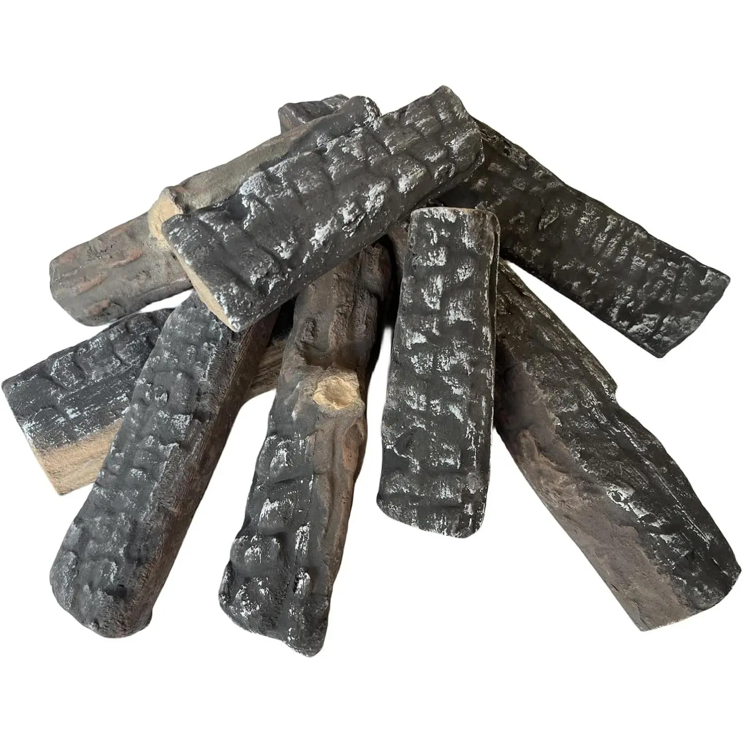Gas Fireplace Logs, 8 Small Pieces Ceramic Wood Log and Accessory Set for Gas Ethanol Electric Fireplaces, Indoor or Outdoor Fireplaces, Fire Pit Decorations