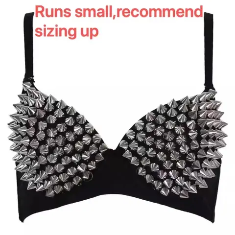Women's Sexy Underwear Performance Costume Nails Push Up Cups Bra Top Dance Wear Handmade Bra Valentine's Day Gift New Year Gift