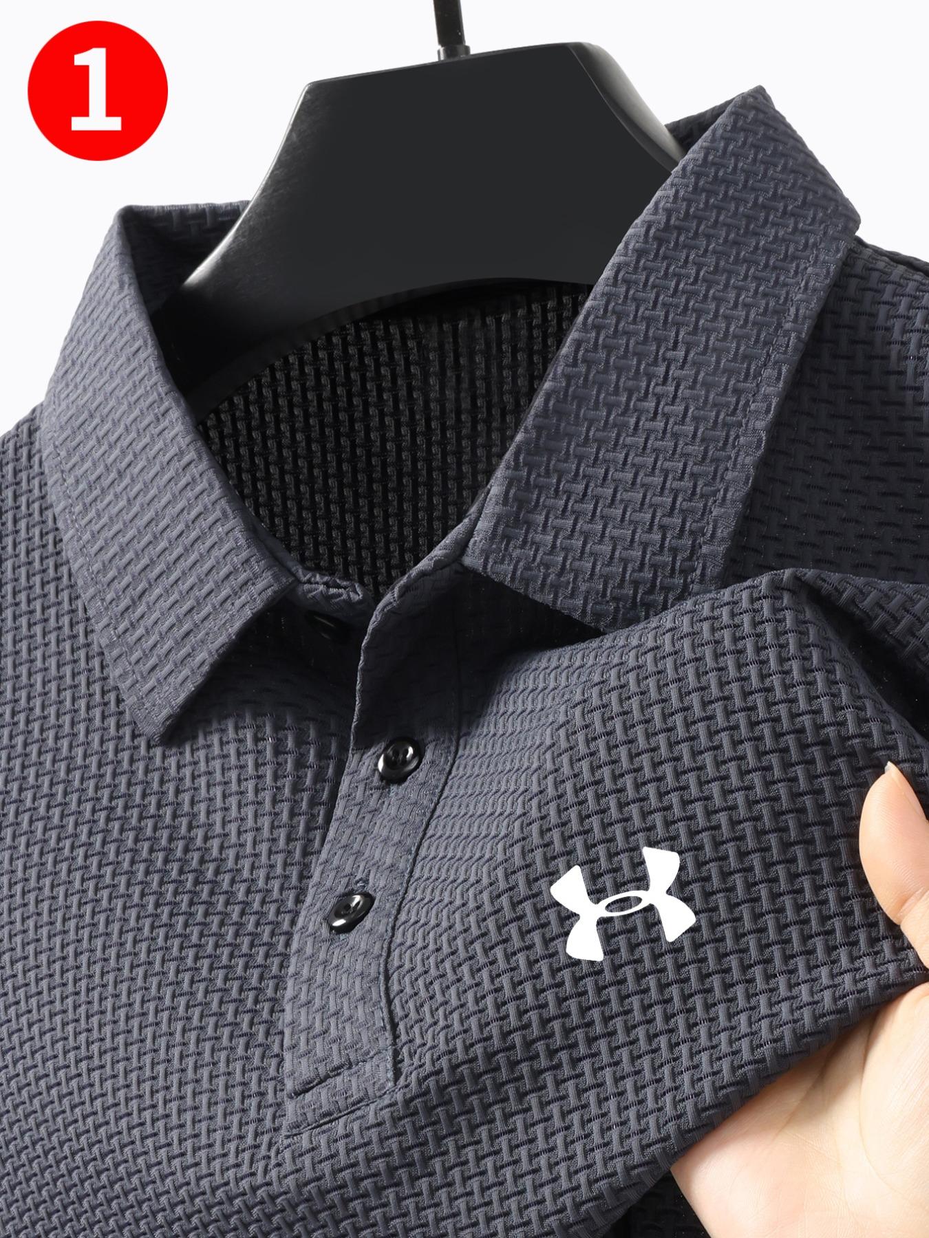 Men's Summer High-End Fitted Polo Shirt, Cool Comfortable Patterned Design, New Jacquard Fabric, Casual Outdoor Sports Wear, Available in Multiple Colors