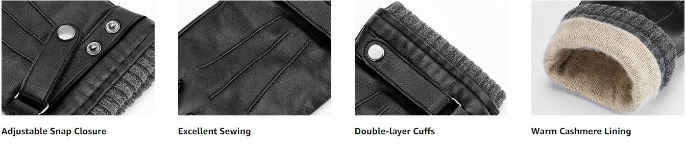 Aegend Men's Sheepskin Leather Sports Gloves, Full Hand Touchscreen, Cashmere Lining, Keep Warm Thermal Winter Gift for Outdoor Activities summervibes,