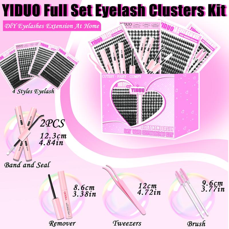 887 Pcs 4 Styles Lashes Kit 100D/150D/Manga/Volume Fluffy Eyelash Clusters Kit 10-18mm Cluster Eyelash Extension Kit D-Curl With Lash Bond and Seal*2, Lash Remover,Lash Tweezers,Eyelash Brush DIY at Home Easily 887 Pcs 4 Styles Lashes Kit 100D/150D/Manga/Volume Fluffy Eyelash Clusters Kit 10-18mm Cluster Eyelash Extension Kit D-Curl With Lash Bond and Seal*2, Lash Remover,Lash Tweezers,Eyelash Brush DIY at Home Easily