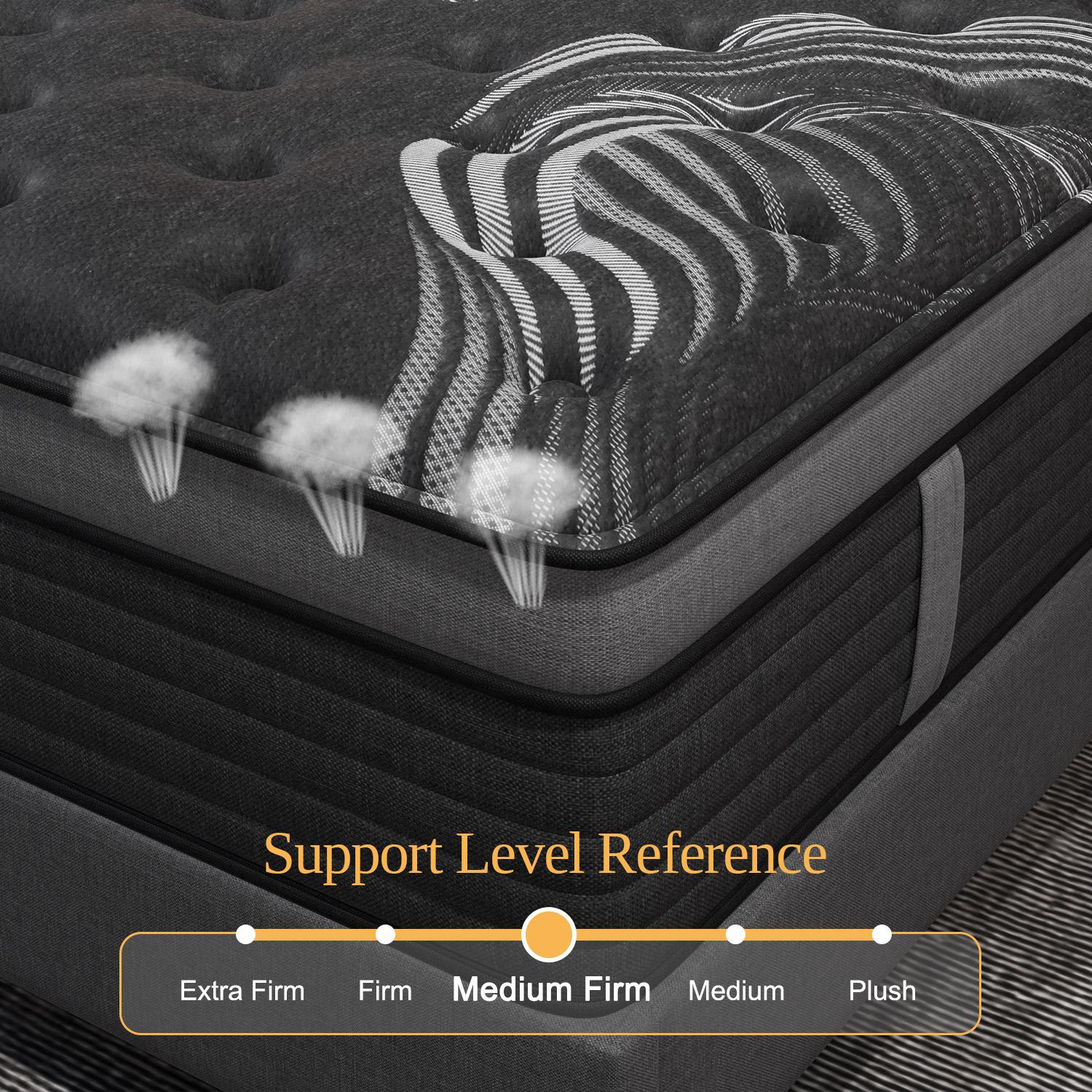 14/12 Inch Gel Memory Foam Mattress Hybrid Pocket Spring Twin Full Queen King Bed Mattress In A Box, Euro Top Medium Firm for Back & Lumbar Support, Individual Pocket Spring Bed for Motion Isolation & Fiberglass Free