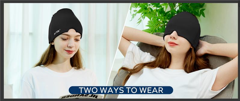 Migraine Headache Relief Cap, Gel lce Head Wrap for Tension,puffy eyes, and Stress Relief.Suitable for Home breaks, before sleep, office