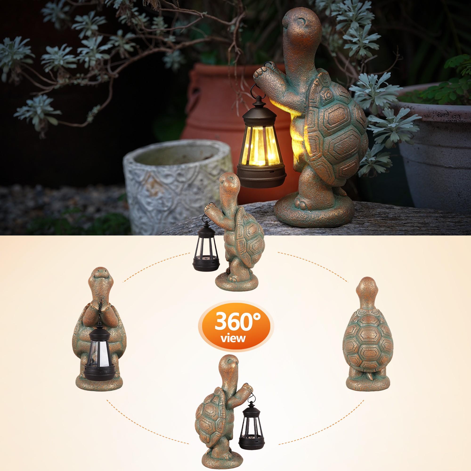 Outdoor Garden Turtle Statue Resin Material Lantern Decorative Lawn Yard Unique Home Decoration Women Gift