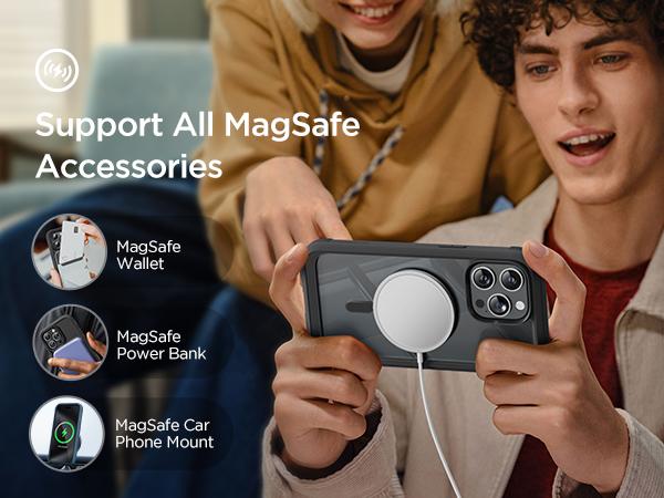 Miracase Glass Cellphone Case ,Full-Body Magnetic Case ,with Built-in 9H Tempered Glass Screen Protector, with Camera Lens Protection Accessories Shockproof Cover Protective Smartphone Casing