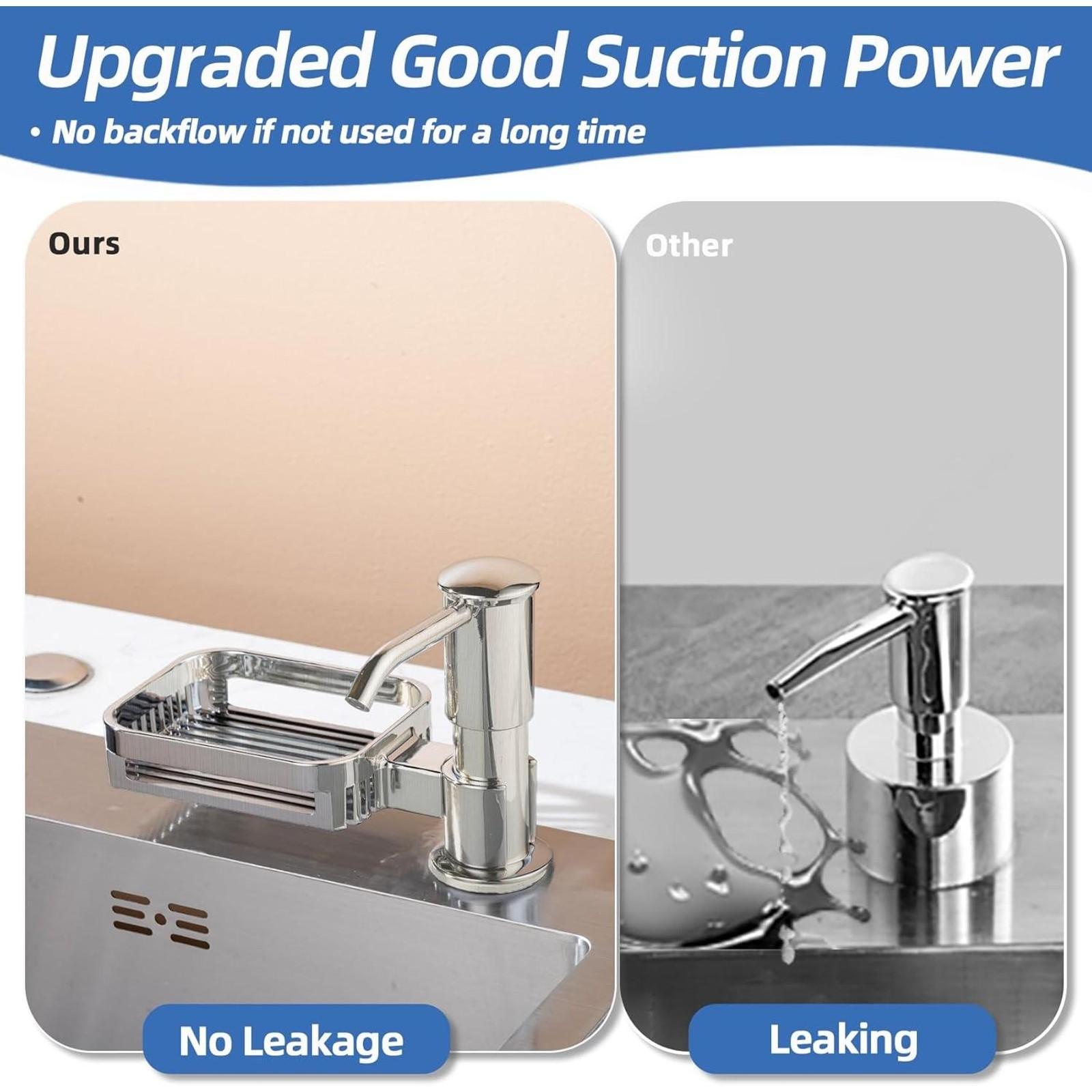 Soap Dispenser for Kitchen Sink - Built-in Soap Dispenser Pump with Sponge Holder, 38" Extension Tube Kit, Good Suction Power - Set