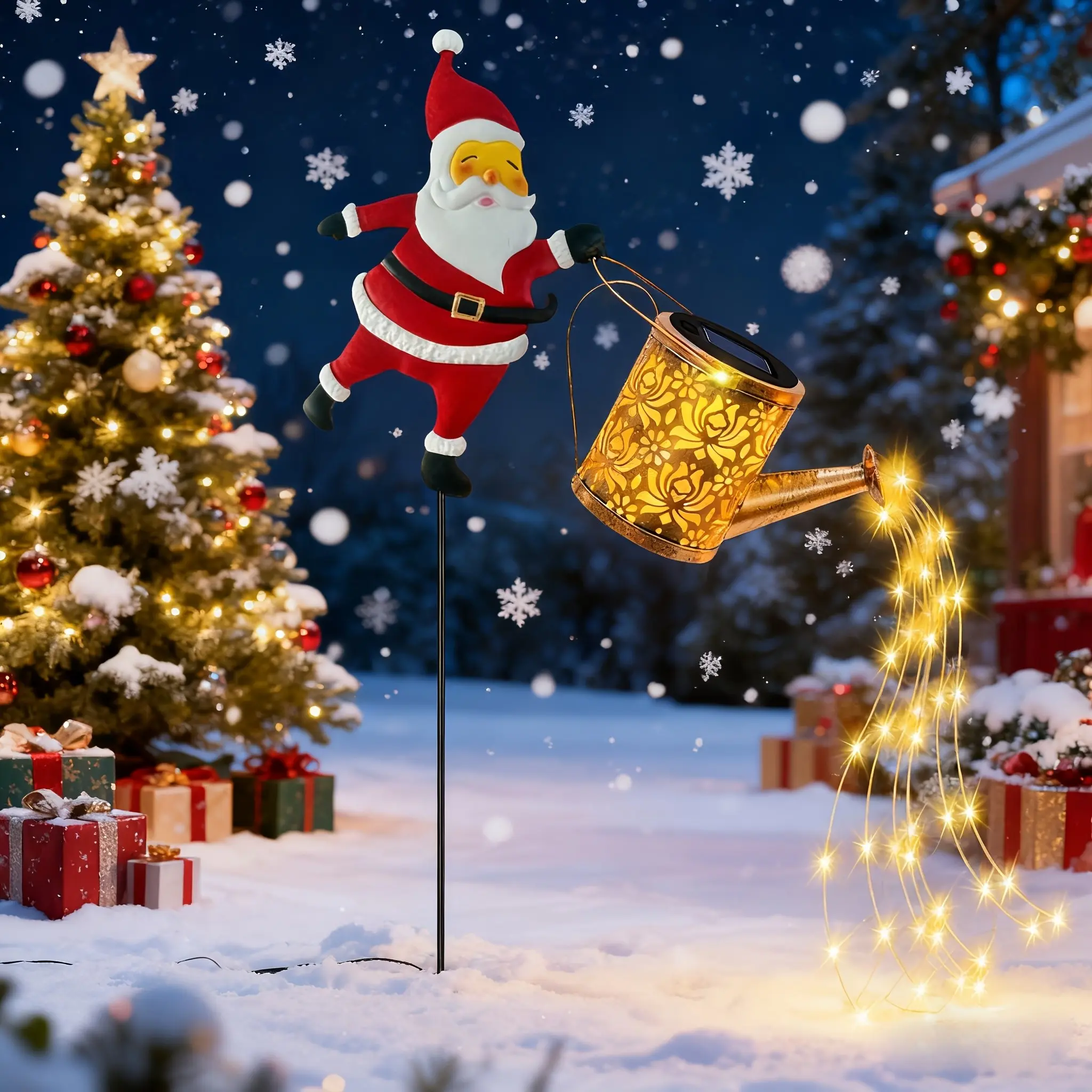 Outdoor Solar Christmas Snowman Lantern, Santa Claus Outdoor Stake Light, Colorful LED Garden Decor, Perfect Christmas Gift, Decoration