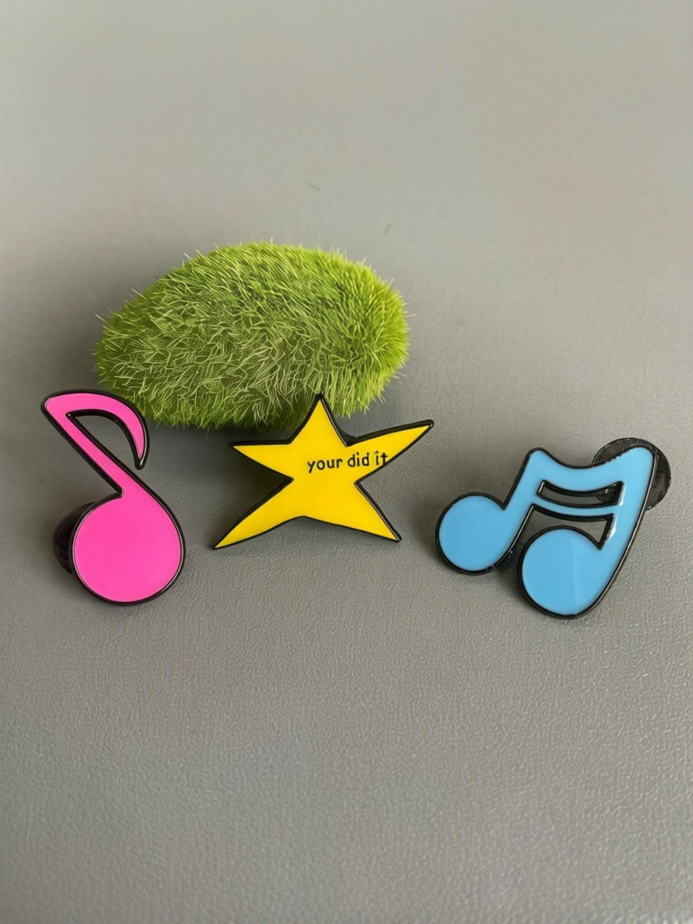 3-Pack Inspirational Enamel Pins, Alloy Lapel Pins, Japanese Style Badge, Mini Collar Pins, Versatile Fashion Accessories