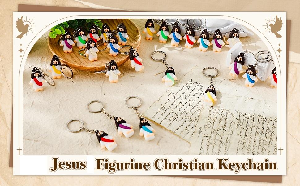 24Pcs Mini Jesus Keychain Jesus Love You Keychains for Men and Women Bags Backpacks Car Keys Decor Christian Gift for Students Church Group Employee Teacher Appreciation Gift Graduation Gifts Sunday School Gift Holiday Gifts Religious Party Favor